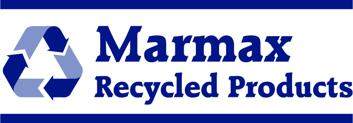Logo for Marmax Recycled Products featuring a blue recycling-triangle icon and the company name in blue text.